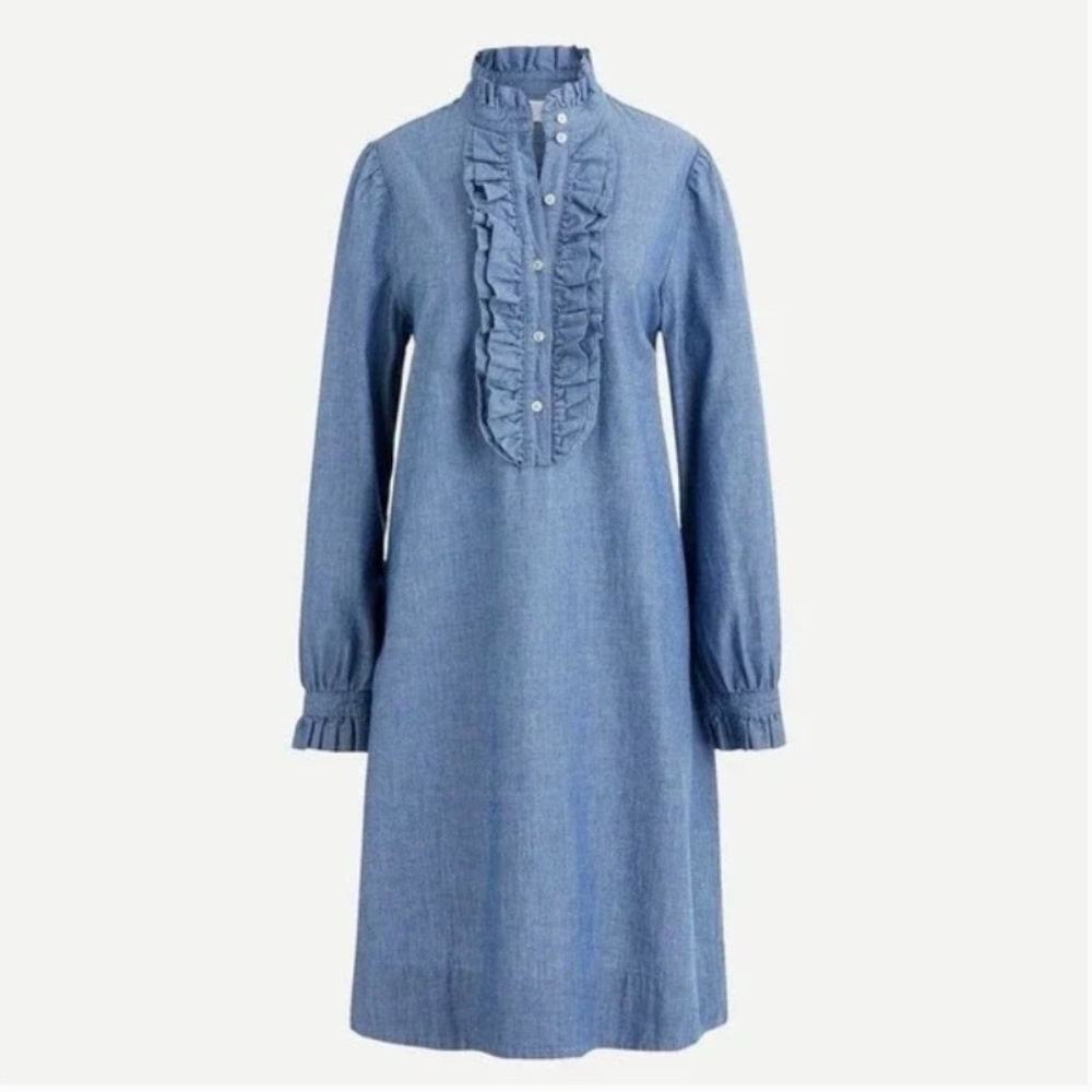 J Crew Denim Ruffled Dress